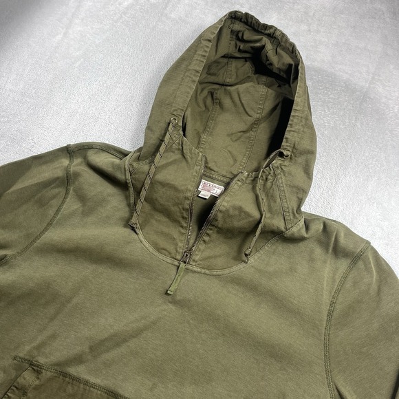 Wallace & Barnes Hoodie Adult Large Green Army Technical Ripstop 1/4 Zip Mens